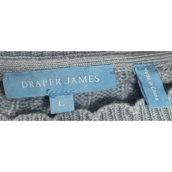 NEW Draper James Sz L Womens Blue Knit Sweater Cable Pattern Wool Cashmere Blend - Picture 6 of 7